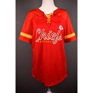 Kansas City Chiefs Women's Pullover Rhinestone Bears NFL Medium Shirt Laces NEW